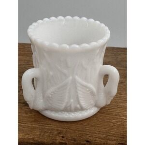 Toothpick Holder Vintage Westmoreland Milk Glass Swan Double Handle WG Mark